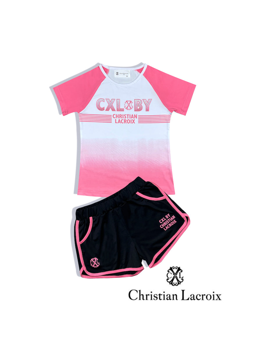 Ensemble tshirt short fuchsia fille Christian LaCroix