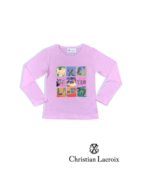 Tshirt manche longue rose fille Christian LaCroix