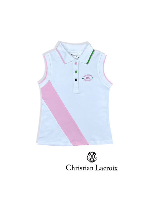 Polo sans manches blanc fille Christian LaCroix
