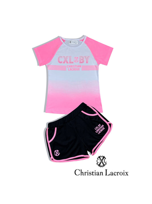 Ensemble tshirt short rose fille Christian LaCroix